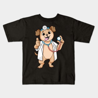 Dog as Doctor with Stethoscope Kids T-Shirt